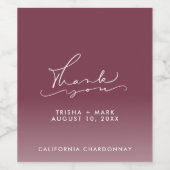 Burgundy Winter Hochzeit im Herbst Vielen Dank für Weinetikett (Einzelnes Label)