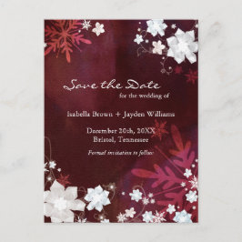 Burgundy Winter Wedding Save the Date Ankündigungspostkarte