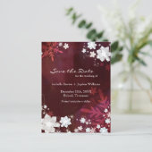 Burgundy Winter Wedding Save the Date Ankündigungspostkarte (Stehend Vorderseite)