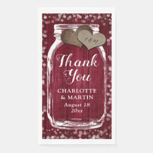 Burgundy Wood Mason Jar Hochzeit im Herbst Vielen Serviette