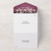 Burgundy Wood String Lights Foto Wedding All In One Einladung (Außenbereich)