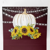Burgundy Wood Sunflowers White Pumpkin Wedding Dreifach Gefaltete Einladung (Innen Erste Seite)