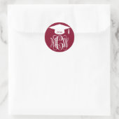 Burgundy Wt Vine Script Monogram Abschluss DIY BG Runder Aufkleber (Tasche)
