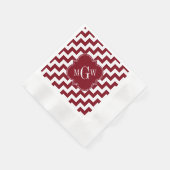 Burgundy Wt Zickzack Burgundy Quatrefolie 3 Monogr Serviette (Ecke)