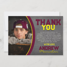 Burgundy & Yellow Chalkboard Grad Danke Karte