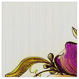 Burgundy Yellow Flowers Stoff