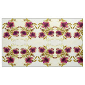 Burgundy Yellow Flowers Stoff (Yard (91,4 cm))