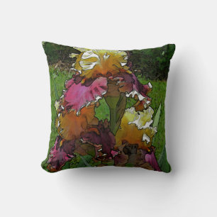 "Burgundy & Yellow Iris" (fotog./digitale Manipuli Kissen