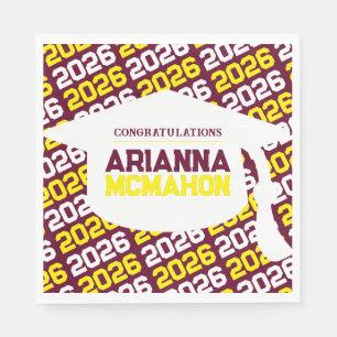 Burgundy Yellow Personalisiert Graduation Cap Pape Serviette