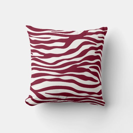 Burgundy Zebra Animal Print Kissen (Vorderseite)