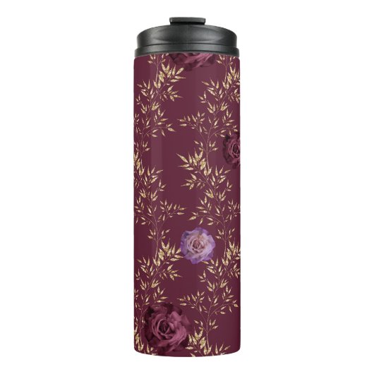 BURGUNGS- UND PINKWASSERFARBEN-BLUME THERMOSBECHER (Vorderseite)