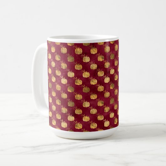 BURGUNGY RED MIT ROWS OF GOLD PUMPKINE KAFFEETASSE (Vorderseite Links)