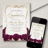 Burgunrdy Gold Quinceñera Einladung