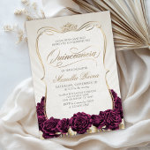 Burgunrdy Gold Quinceñera Einladung