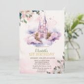 Burgwolken Blume Polka Dots Geburtstag Einladung (Stehend Vorderseite)