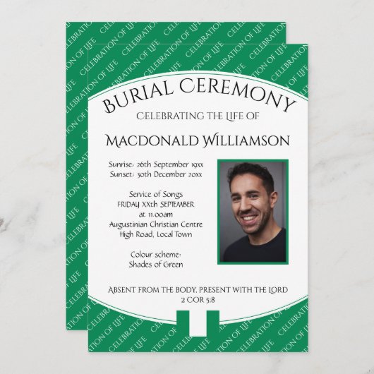 BURIAL CEREMONONY Beerdigung NIGERIA Foto Einladung (Vorne/Hinten)