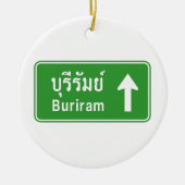Buriram Ahead ⚠ Thai Highway Traffic ⚠ Keramikornament (Vorne)
