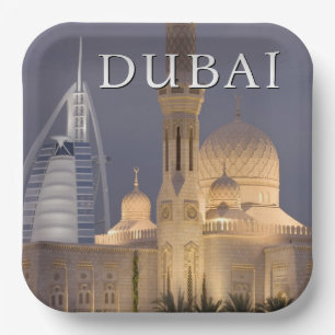 Burj al Arab Moschee am Abend Dubai Pappteller