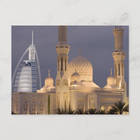 Burj al Arab | Moschee im Abend Dubai Postkarte (Vorderseite)