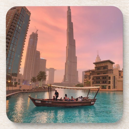 Burj Khalifa Boat See Stadtscape Getränkeuntersetzer (Vorderseite)