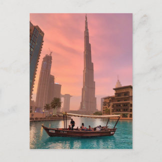 Burj Khalifa Boat See Stadtscape Postkarte