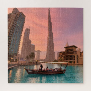 Burj Khalifa Boat See Stadtscape Puzzle