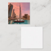 Burj Khalifa Boat See Stadtscape Quadratische Visitenkarte (Vorne/Hinten)