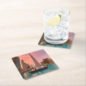 Burj Khalifa Boat See Stadtscape Rechteckiger Pappuntersetzer (Vor Ort)