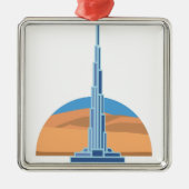 Burj Khalifa Dubai Silbernes Ornament (Vorne)