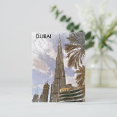 Burj Khalifa Dubai Vintage Travel Skyline Postkarte (Stehend Vorderseite)