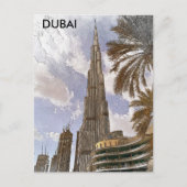 Burj Khalifa Dubai Vintage Travel Skyline Postkarte (Vorderseite)