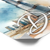 Burj Khalifa Dubai Wasserfarbenmalerei Reisen Poster (Ecke)