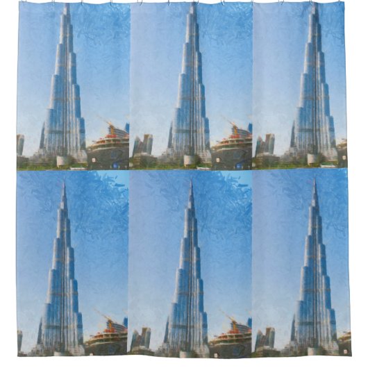 Burj Khalifa, Gemälde in Dubai Duschvorhang (Vorderseite)