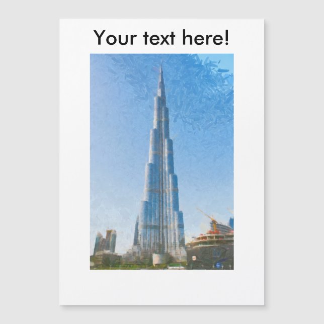 Burj Khalifa, Gemälde in Dubai Magnetkarte (Vorderseite)