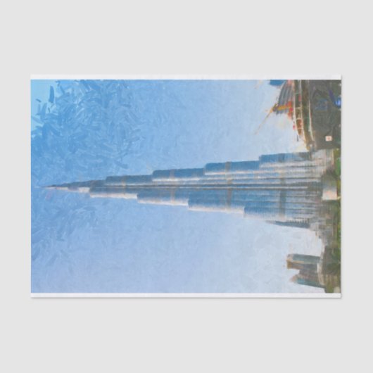 Burj Khalifa, Gemälde in Dubai Seidenpapier (Vorderseite)