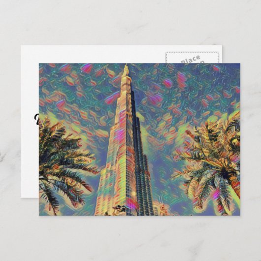 Burj Khalifa Gemälde Postkarte (Vorne/Hinten)
