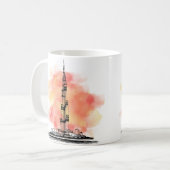Burj Khalifa Illustration mit warmer Wasserfarbe b Kaffeetasse (Vorderseite Links)