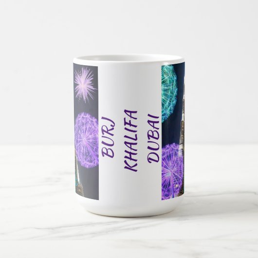 Burj Khalifa mit beleuchteten Blume Dubai VAE Kaffeetasse (Mittel)