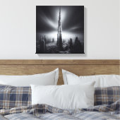 Burj Khalifa Monochrome Skyline - Dramatischer Sta Leinwanddruck (Insitu (Schlafzimmer))