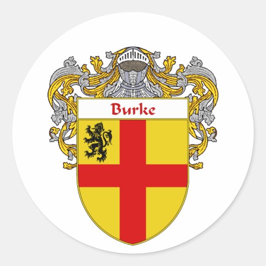 Burke Coat of Arms (Mantled) Runder Aufkleber (Vorderseite)