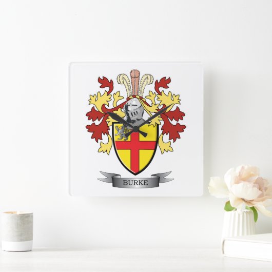 Burke Coat of Arms Quadratische Wanduhr (Zuhause)