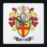 Burke Coat of Arms Quadratische Wanduhr<br><div class="desc">Auf all diesen preiswerten Geschenken drucken Sie Ihr Burke-Nachname-Familienwappen oder Wappen. Irish Burke Familienwappen und Burke Coat of Arms</div>
