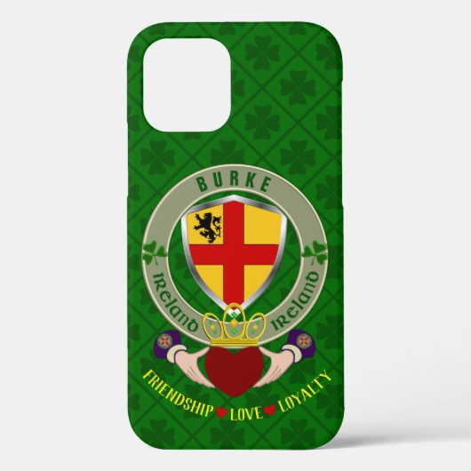Burke Irish Shield & Claddagh Personalisiert Case-Mate iPhone Hülle (Rückseite)