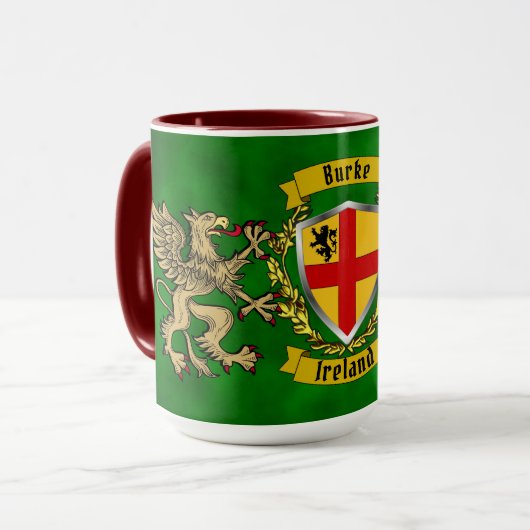 Burke Irish Shield & Griffins Personalisiert Tasse (Vorderseite Links)