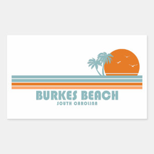 Burkes Beach South Carolina Sun Palm Trees Rechteckiger Aufkleber