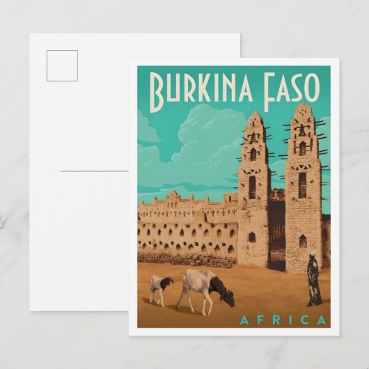 Burkina Faso Afrika Vintage Reise Postkarte (Vorne/Hinten)