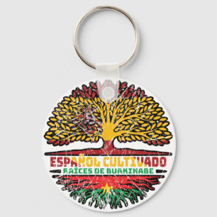 Burkina Faso Burkinabe Spanisch Spanien Baumwurzel Schlüsselanhänger