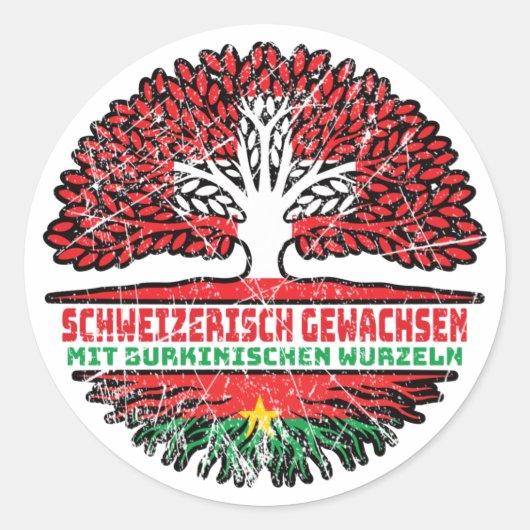 Burkina Faso Burkinisch Schweizer Schweiz Baum Runder Aufkleber (Vorderseite)