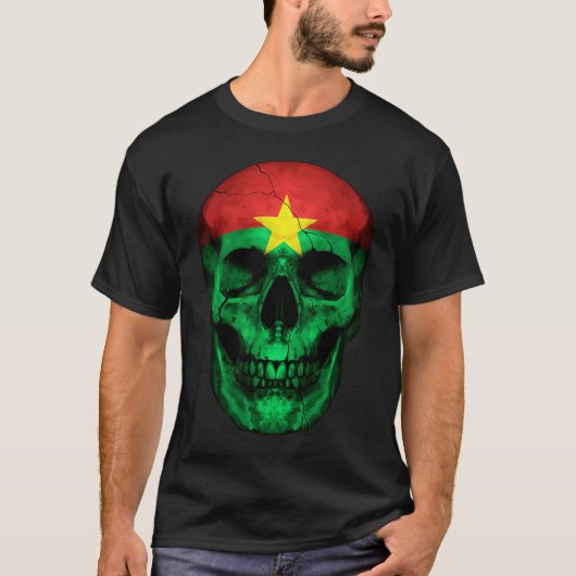 Burkina Faso Flag Skull Burkinabé Roots Proud Patr T-Shirt (Vorderseite)