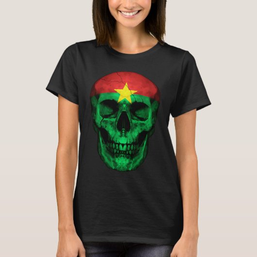Burkina Faso Flag Skull Burkinabé Roots Proud Patr T-Shirt (Vorderseite)
